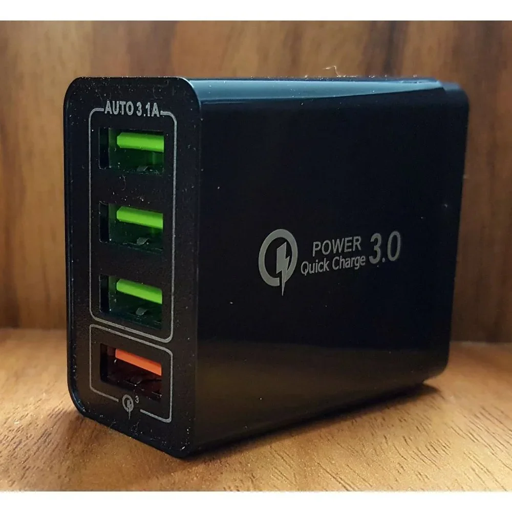 4 LED Port Wall Charger, Quick Charge QC 3.0 fast Charging for iPhone, Samsung
